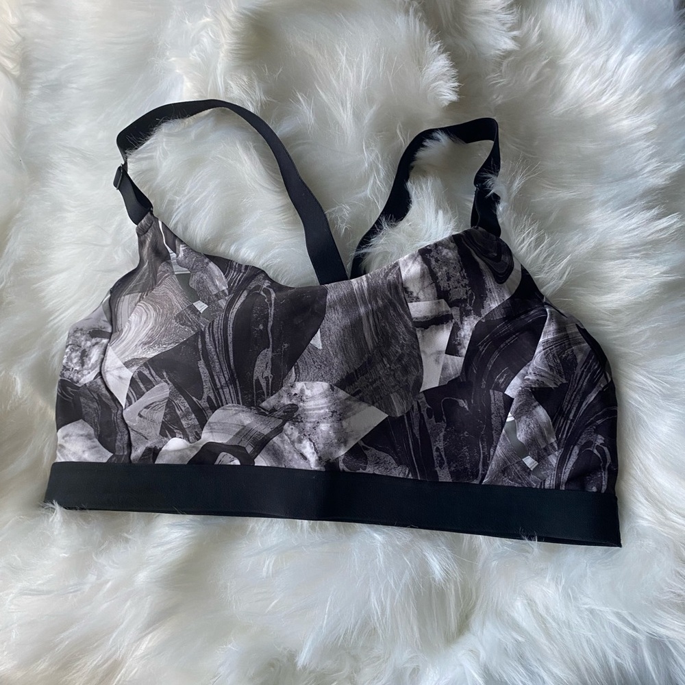 Black and white marble sports bra